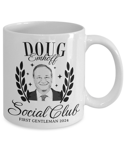 Doug Emhoff Social Club Mug, First Gentleman Coffee Cup, Kamala Harris for President Mug, Election 2024 Gifts, Democrat Mug