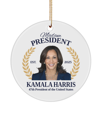 Madam President Kamala Harris Ornament 47th President of the United States Inauguration Day 2025 Election 2024 Ceramic Christmas Tree Ornament