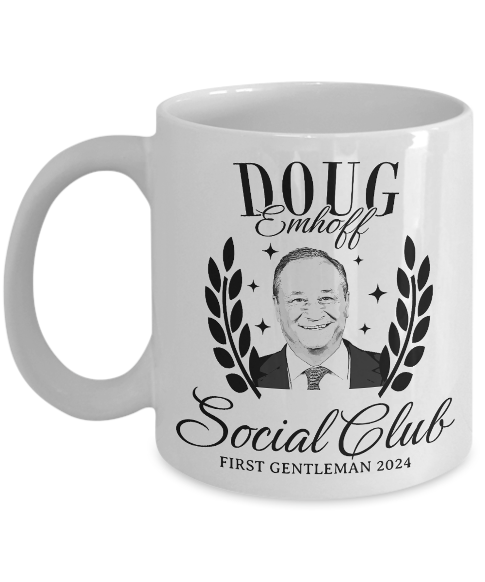 Doug Emhoff Social Club Mug, First Gentleman Coffee Cup, Kamala Harris for President Mug, Election 2024 Gifts, Democrat Mug