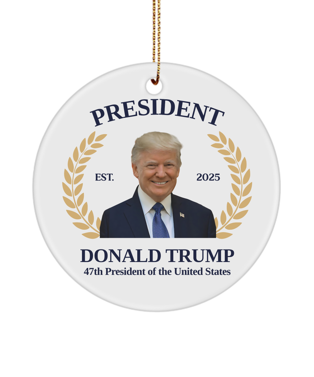 President Donald Trump Ornament 47th President of the United States Inauguration Day 2025 Election 2024 Ceramic Christmas Tree Ornament