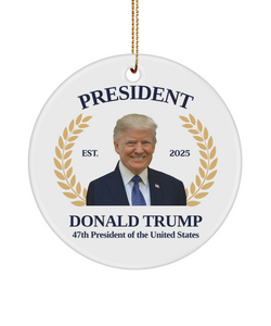 President Donald Trump Ornament 47th President of the United States Inauguration Day 2025 Election 2024 Ceramic Christmas Tree Ornament