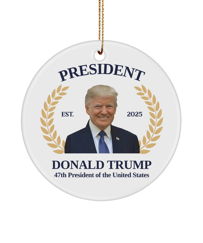 President Donald Trump Ornament 47th President of the United States Inauguration Day 2025 Election 2024 Ceramic Christmas Tree Ornament