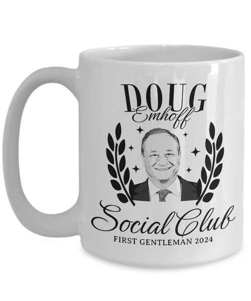 Doug Emhoff Social Club Mug, First Gentleman Coffee Cup, Kamala Harris for President Mug, Election 2024 Gifts, Democrat Mug