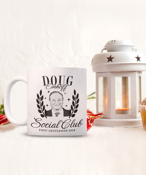 Doug Emhoff Social Club Mug, First Gentleman Coffee Cup, Kamala Harris for President Mug, Election 2024 Gifts, Democrat Mug