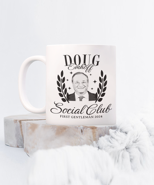 Doug Emhoff Social Club Mug, First Gentleman Coffee Cup, Kamala Harris for President Mug, Election 2024 Gifts, Democrat Mug