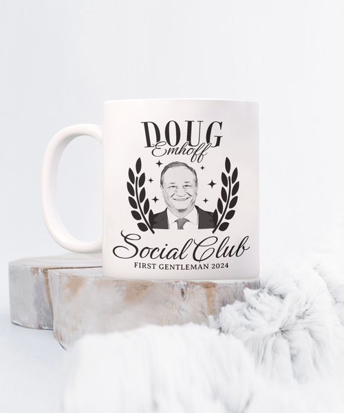 Doug Emhoff Social Club Mug, First Gentleman Coffee Cup, Kamala Harris for President Mug, Election 2024 Gifts, Democrat Mug