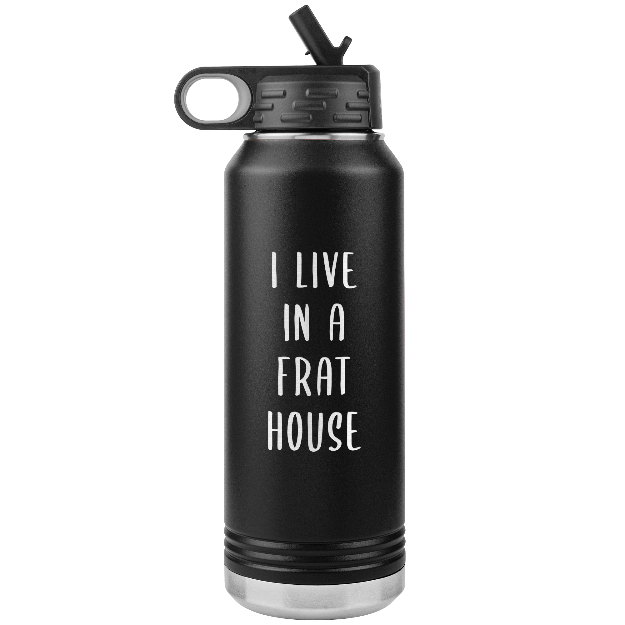 Mom of Boys Gift I Live in a Frat House Insulated Water Bottle Mother's Day Tumbler 32oz BPA Free