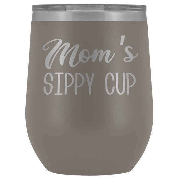 Mom's Sippy Cup Mom Wine Tumbler Funny Gifts for Mom Stemless Stainless Steel Insulated Tumblers Hot Cold BPA Free 12oz Travel Cup