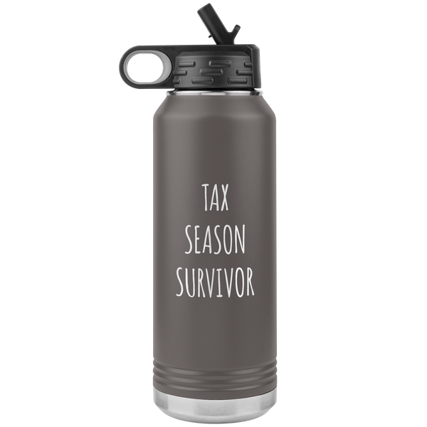 Funny Accountant Gift Tax Season Survivor Water Bottle 32oz BPA Free