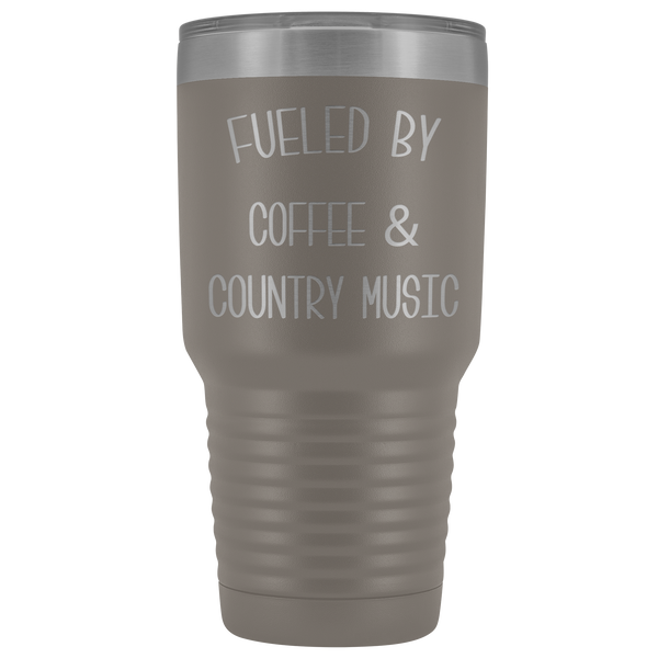 Fueled By Coffee & Country Music Tumbler Insulated Travel Coffee Cup Cute Country Western Fan Gift Nashville Mug BPA Free