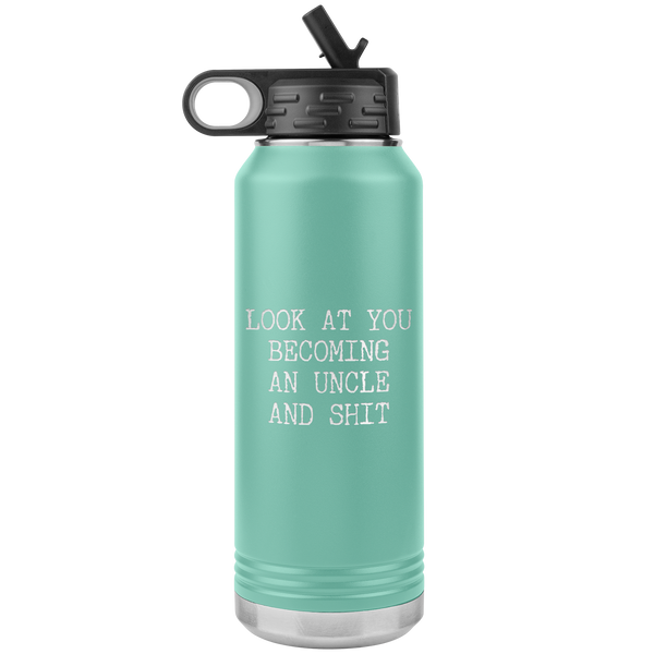 New Uncle Gift Look at You Becoming an Uncle Insulated Water Bottle Tumbler 32oz BPA Free