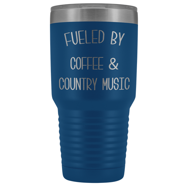 Fueled By Coffee & Country Music Tumbler Insulated Travel Coffee Cup Cute Country Western Fan Gift Nashville Mug BPA Free