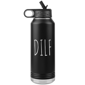 DILF Water Bottle For New Dad Funny Father's Day Gift Baby Shower Future Dad Pregnant Congratulations 32oz BPA Free