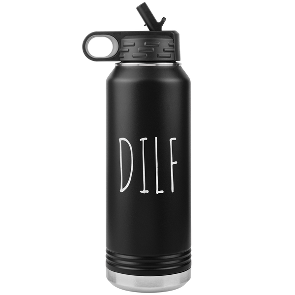 DILF Water Bottle For New Dad Funny Father's Day Gift Baby Shower Future Dad Pregnant Congratulations 32oz BPA Free