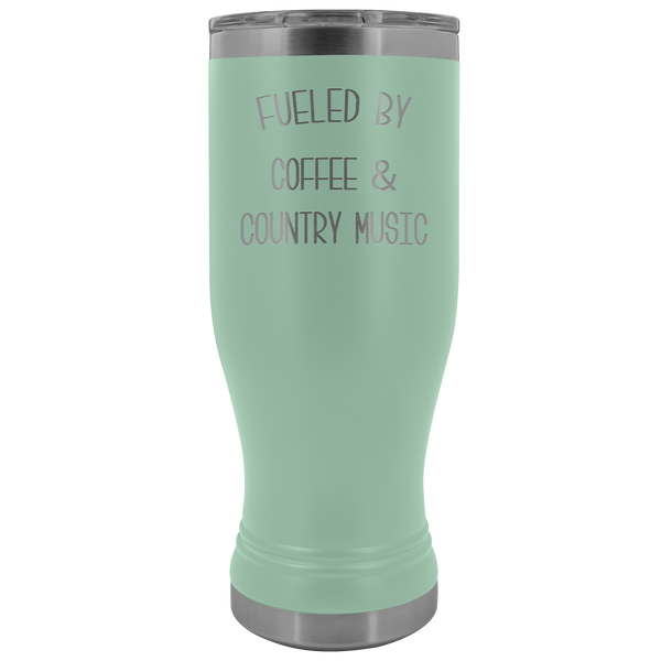 Fueled By Coffee & Country Music Pilsner Tumbler Congratulations Mug Insulated Hot Cold Travel Coffee Cup 20oz BPA Free