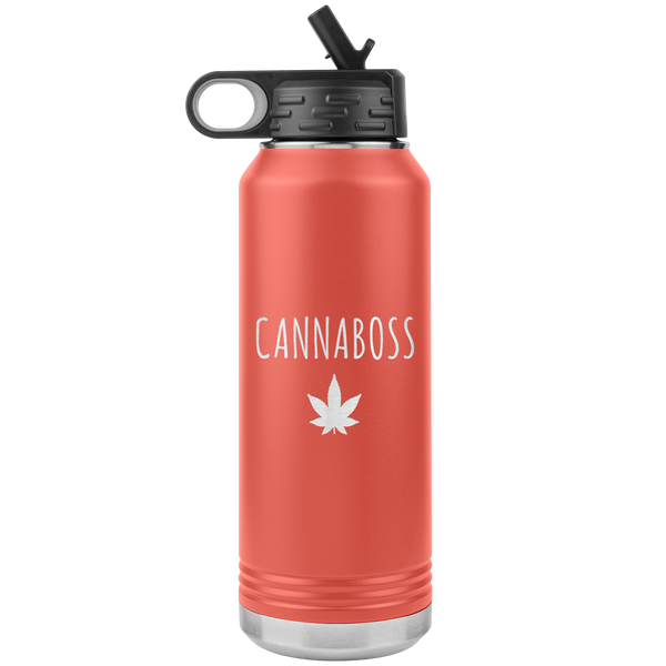 Cannaboss Weed Leaf Cannabis Gifts Marijuana Grower Dispensary Owner Water Bottle Insulated Tumbler 32oz BPA Free