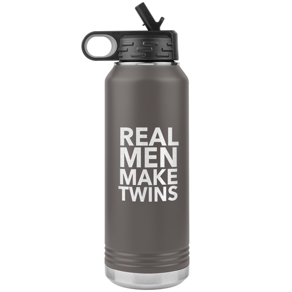 Dad of Twins Gift for Father's Day Real Men Make Twins Funny Water Bottle Insulated Tumbler 32oz BPA Free