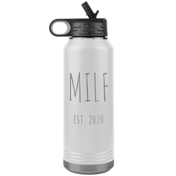 MILF Mug Push Present For New Mom Gifts Funny Mother Est 2020 Water Bottle Baby Shower Future Mom Pregnant Congratulations 32oz BPA Free