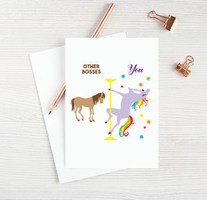 Boss Birthday Card Funny Boss Card for Best Boss Ever Blank Card Unicorn Birthday Card Pole Dance Gifts