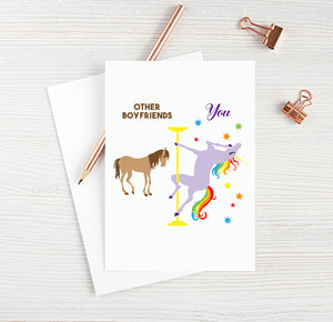 Boyfriend Birthday Card Funny Boyfriend Card for Best Boyfriend Ever Blank Card Unicorn Birthday Card Pole Dance Gifts