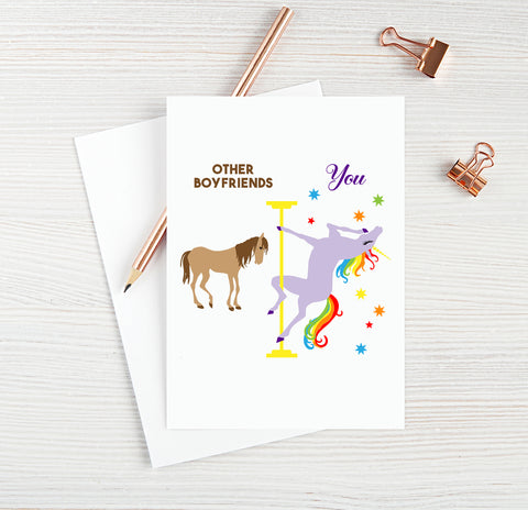 Boyfriend Birthday Card Funny Boyfriend Card for Best Boyfriend Ever Blank Card Unicorn Birthday Card Pole Dance Gifts