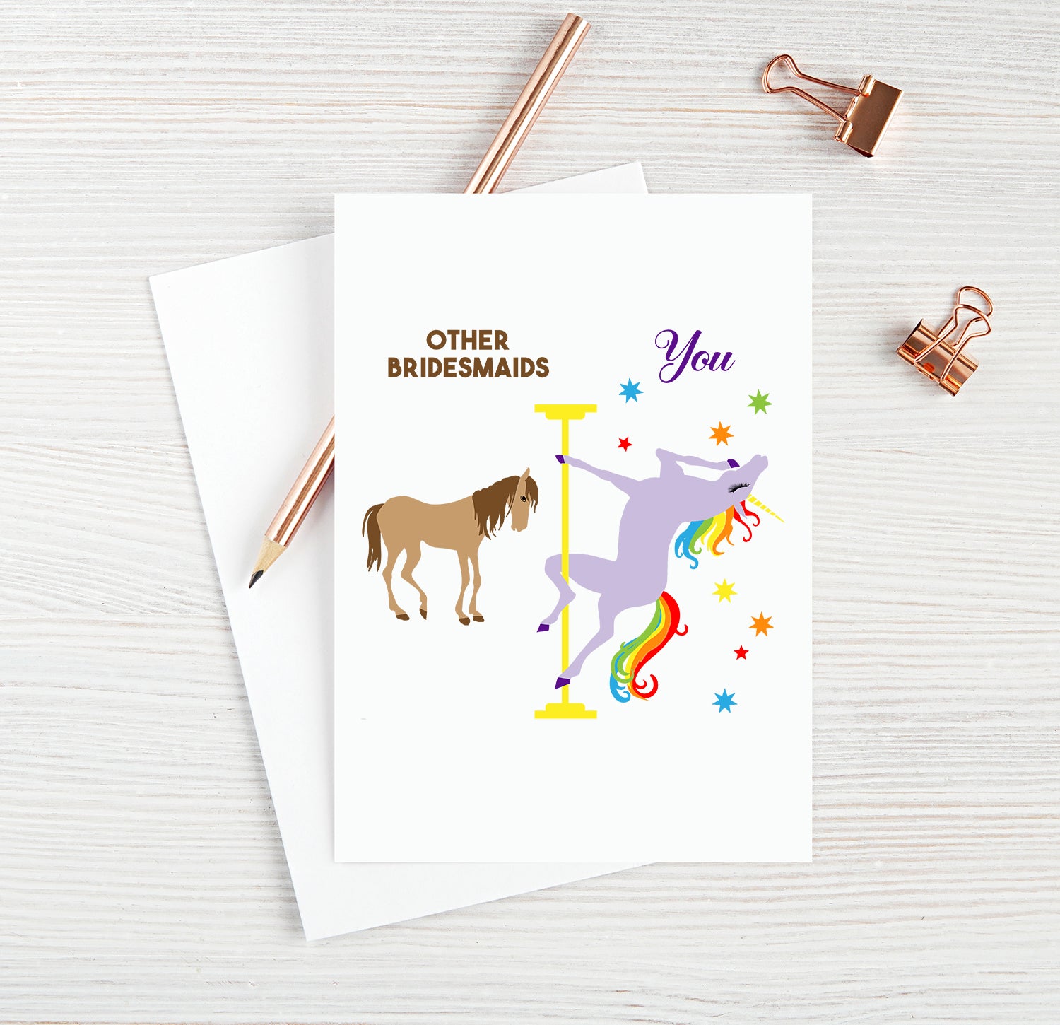 Bridesmaid Birthday Card Funny Bridesmaid Card for Best Bridesmaid Ever Blank Card Unicorn Birthday Card Pole Dance Gifts