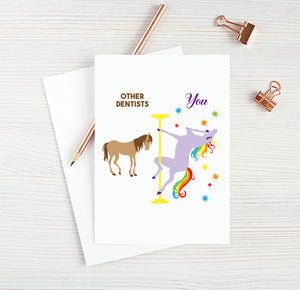 Dentist Birthday Card Funny Dentist Card for Best Dentist Ever Blank Card Unicorn Birthday Card Pole Dance Gifts