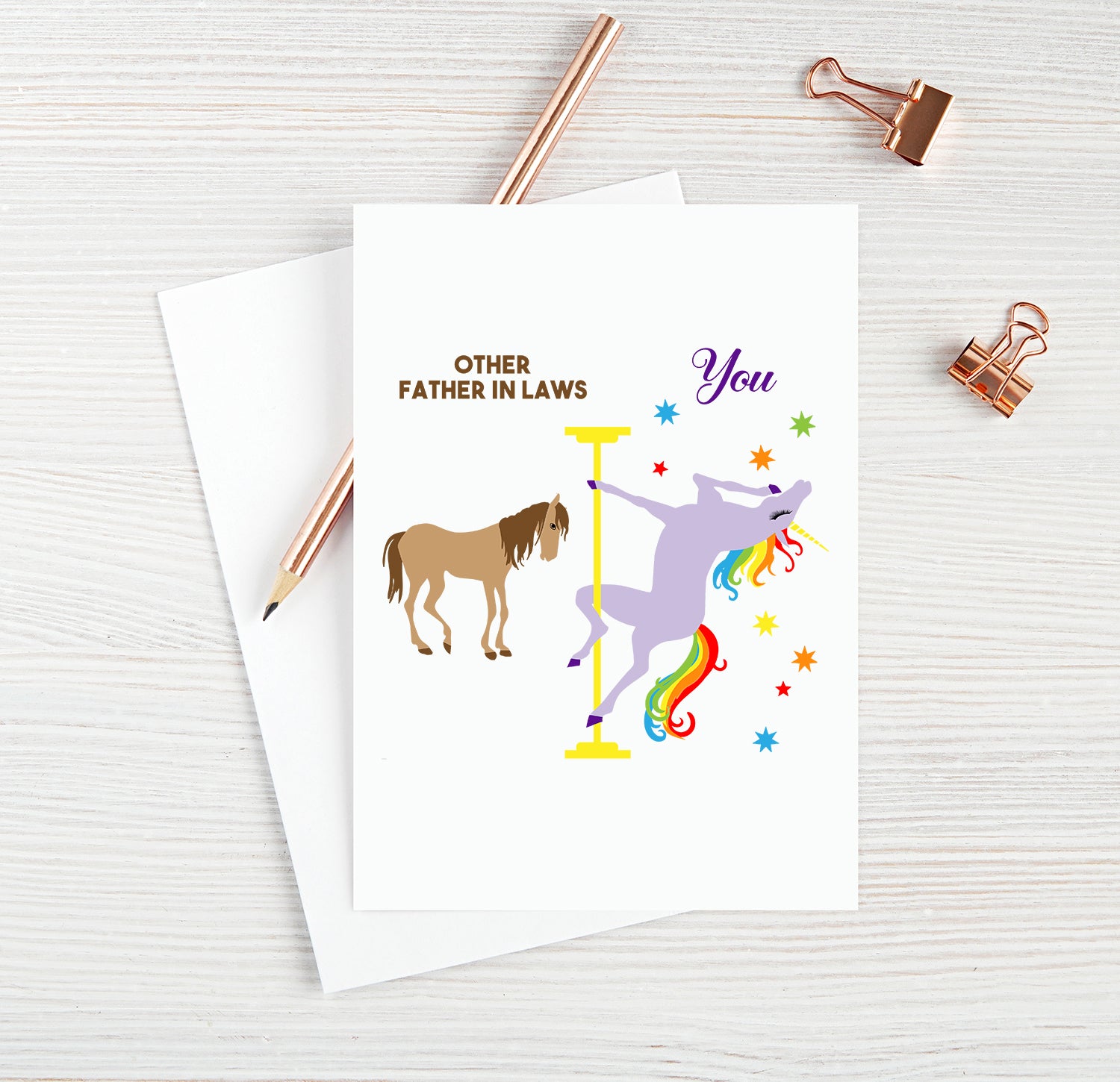 Father in Law Birthday Card Funny Father in Law Card for Best Father in Law Ever Blank Card Unicorn Birthday Card Pole Dance Gifts