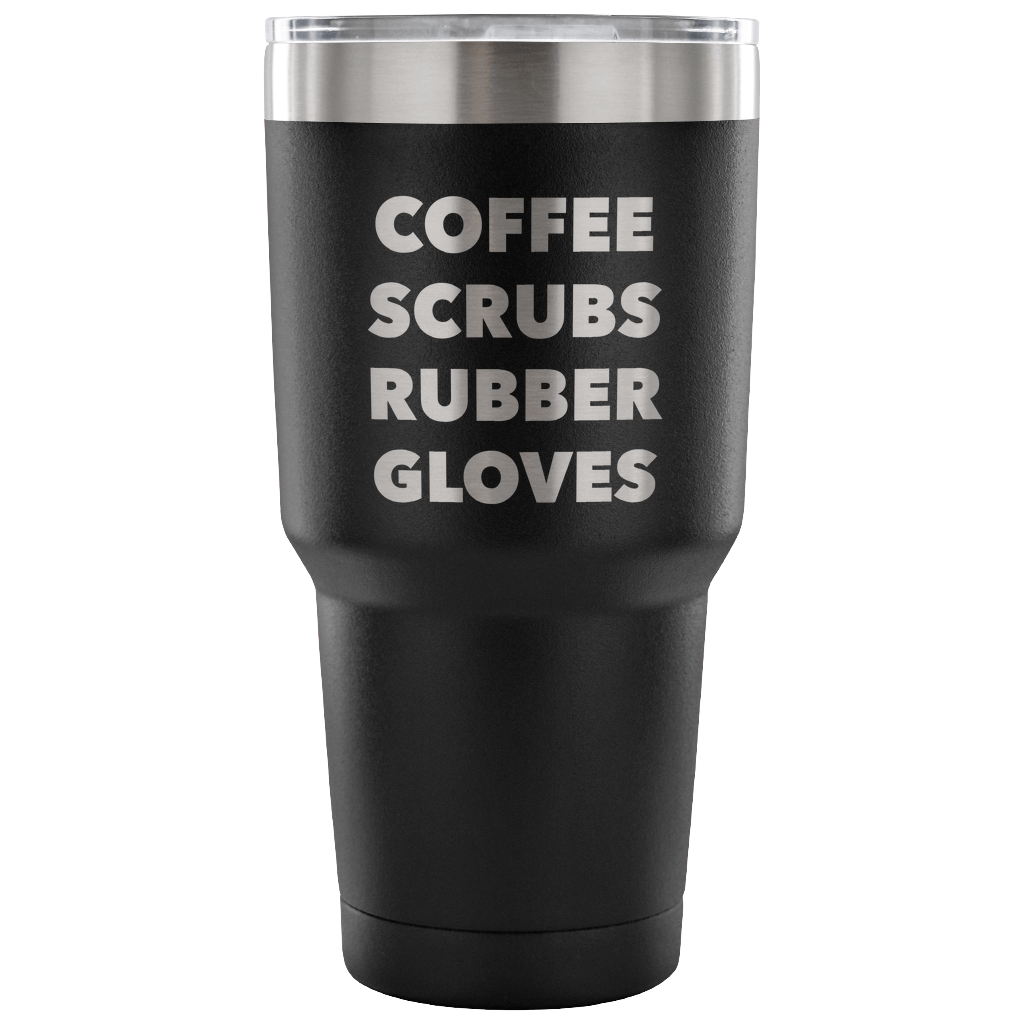 Coffee Scrubs Rubber Gloves Metal Mug Double Wall Vacuum Insulated Hot & Cold Travel Cup 30oz BPA Free-Cute But Rude