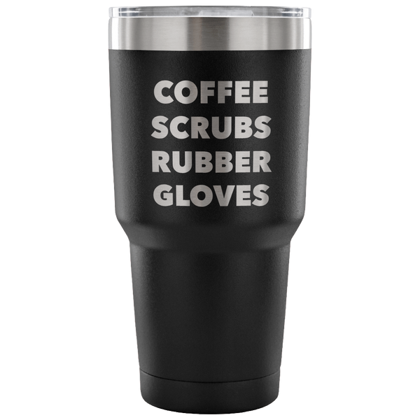 Coffee Scrubs Rubber Gloves Metal Mug Double Wall Vacuum Insulated Hot & Cold Travel Cup 30oz BPA Free-Cute But Rude