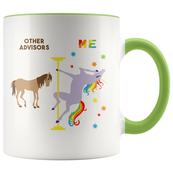 Funny Financial Advisor Gift Academic Advisor Coffee Mug Birthday Thank You Gift Pole Dancing Unicorn Cup