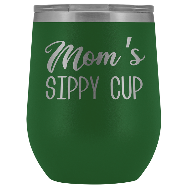 Mom's Sippy Cup Mom Wine Tumbler Funny Gifts for Mom Stemless Stainless Steel Insulated Tumblers Hot Cold BPA Free 12oz Travel Cup