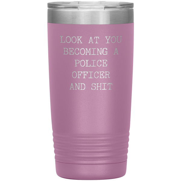 Police Academy Graduation Gift Look at You Becoming a Police Officer Tumbler Mug Insulated Hot Cold Travel Coffee Cup 20oz BPA Free