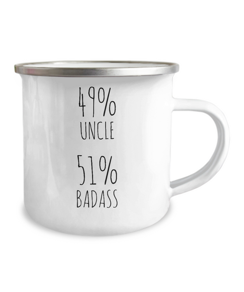 49% Uncle 51% Badass Metal Camping Mug Coffee Cup Funny Gift