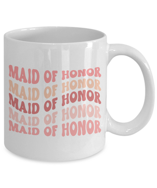 Maid of Honor Mug, MOH Mug, Bridesmaid Mug, Groovy Bachelorette, Groovy Bridesmaid, Retro Bridesmaid Mug, Bridal Party Mugs, Wedding Day