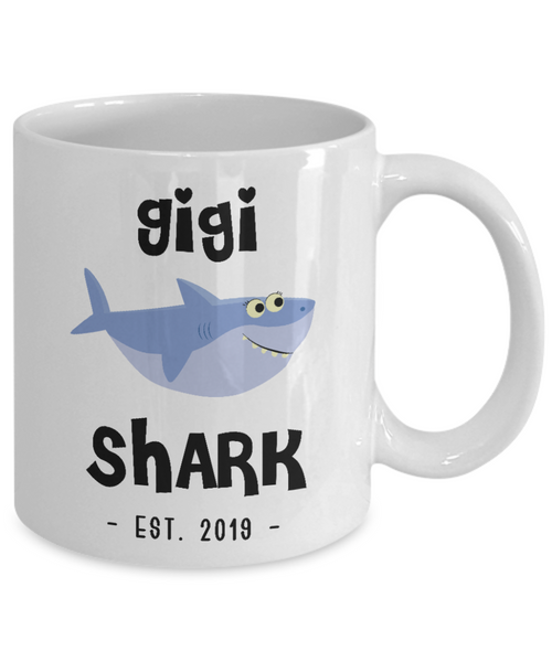 Gigi Shark Mug New Gigi Est 2019 Coffee Cup Do Do Do Expecting Gigis Baby Shower Pregnancy Reveal Announcement Gifts