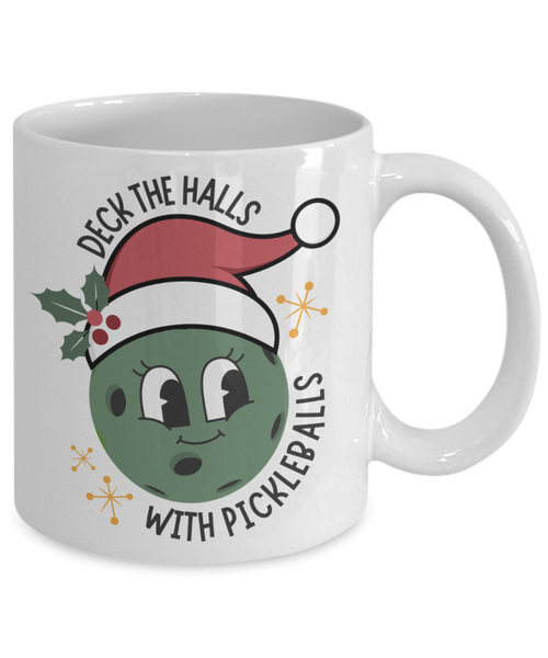 Pickleball Mug, Pickleball Christmas, Pickleball Gift, Pickleball Gifts, Deck the Halls Coffee Cup