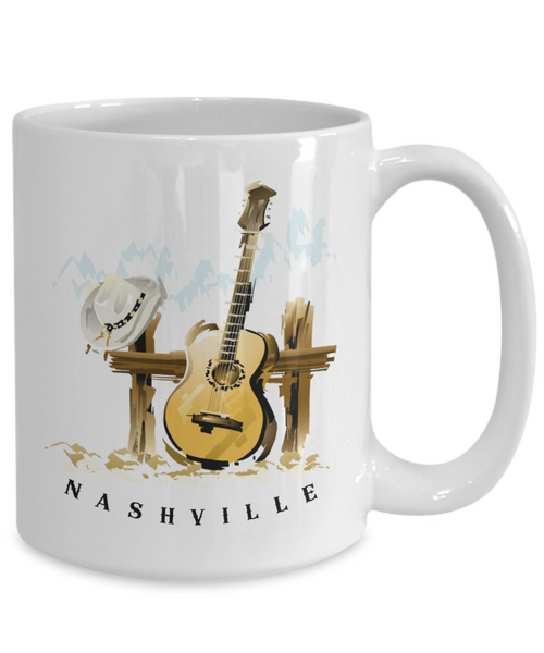 Nashville Mug, Nashville Gift, Nashville Coffee Cup, Nashville Decor, Tennessee Gifts, Guitar Player Gift