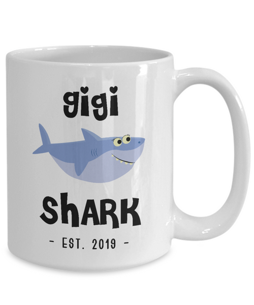 Gigi Shark Mug New Gigi Est 2019 Coffee Cup Do Do Do Expecting Gigis Baby Shower Pregnancy Reveal Announcement Gifts