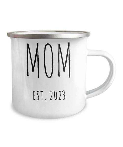 MOM EST 2023 Metal Camping Mug Coffee Cup Funny Gift