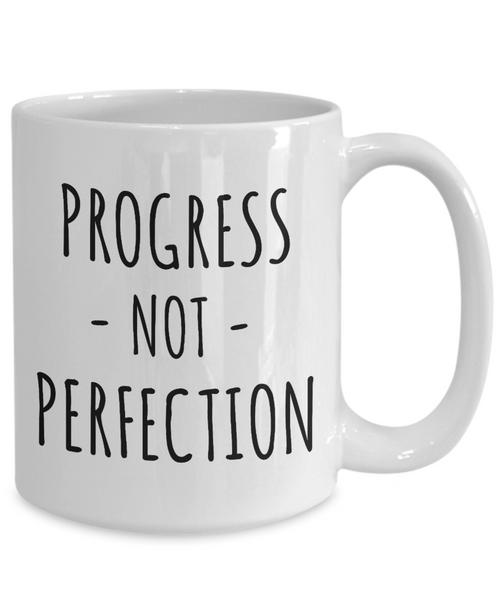 Progress Not Perfection Mug Eating Disorder Positivity Gift Anorexia Addiction Recovery Sobriety Gifts Coffee Cup