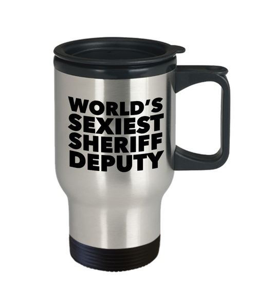 World's Sexiest Sheriff Deputy Mug Gag Gifts Travel Mug Stainless Steel Insulated Coffee Cup-Cute But Rude