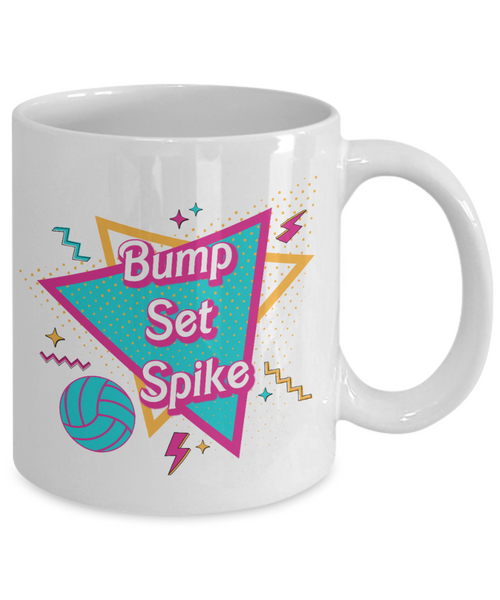 Bump Set Spike Mug, Volleyball Mom, Volleyball Coach, Volleyball Player Gift, Volleyball Team Gift, Volleyball Gift Idea, Retro 90's Coffee Cup