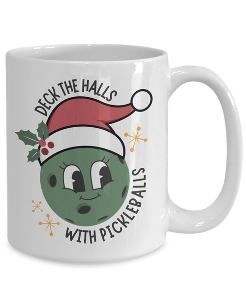 Pickleball Mug, Pickleball Christmas, Pickleball Gift, Pickleball Gifts, Deck the Halls Coffee Cup