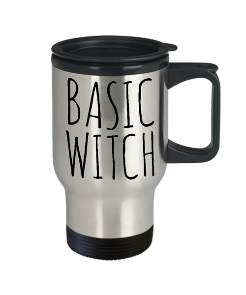 Basic Witch Mug Funny Halloween Stainless Steel Insulated Travel Coffee Cup Gifts for Witches-Cute But Rude