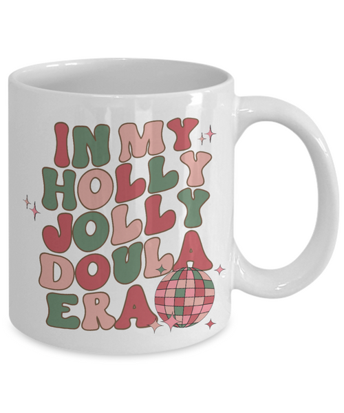 Doula Gift, Postpartum Doula, Midwife Gift, Midwife Mug, In My Holly Jolly Doula Era Retro Coffee Cup