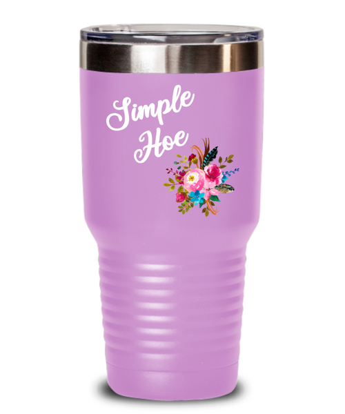 Simple Hoe Tumbler Funny Floral Mug Rude Gag Gift Idea for Women Crass Insulting Best Friend Birthday Gifts for Her Floral Insulated Hot Cold Travel Coffee Cup BPA Free