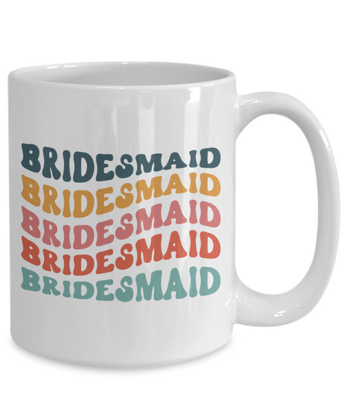 Bridesmaid Mug, Groovy Bachelorette, Groovy Bridesmaid, Retro Bridesmaid Mug, Bridal Party Mugs, Wedding Day, Aesthetic Boho Coffee Cup