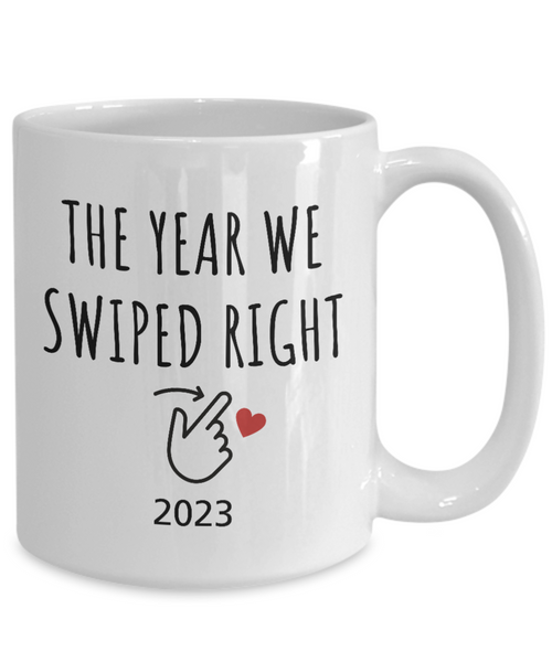 The Year We Swiped Right Mug, New Couple Mugs, Swiped Right, Boyfriend Mug, First Christmas Together, New Relationship Gift, 2023 Coffee Cup