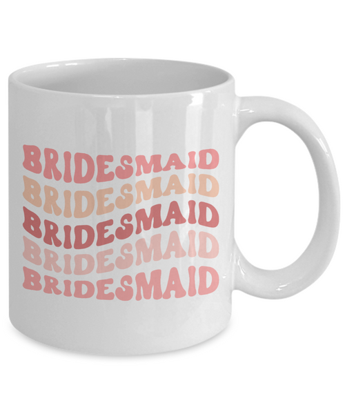 Bridesmaid Mug, Groovy Bachelorette, Groovy Bridesmaid, Retro Bridesmaid Mug, Bridal Party Mugs, Wedding Day, Aesthetic Boho Peach Pink Coffee Cup